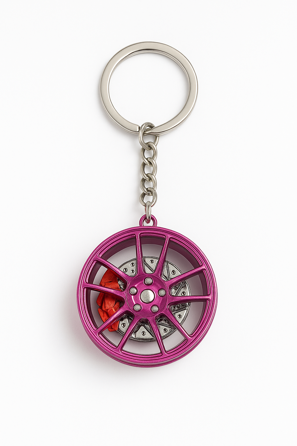 Felgen-Schlüsselanhänger Pink/Rot