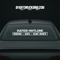 Vinyl Sticker Autoaufkleber Hater Hotline