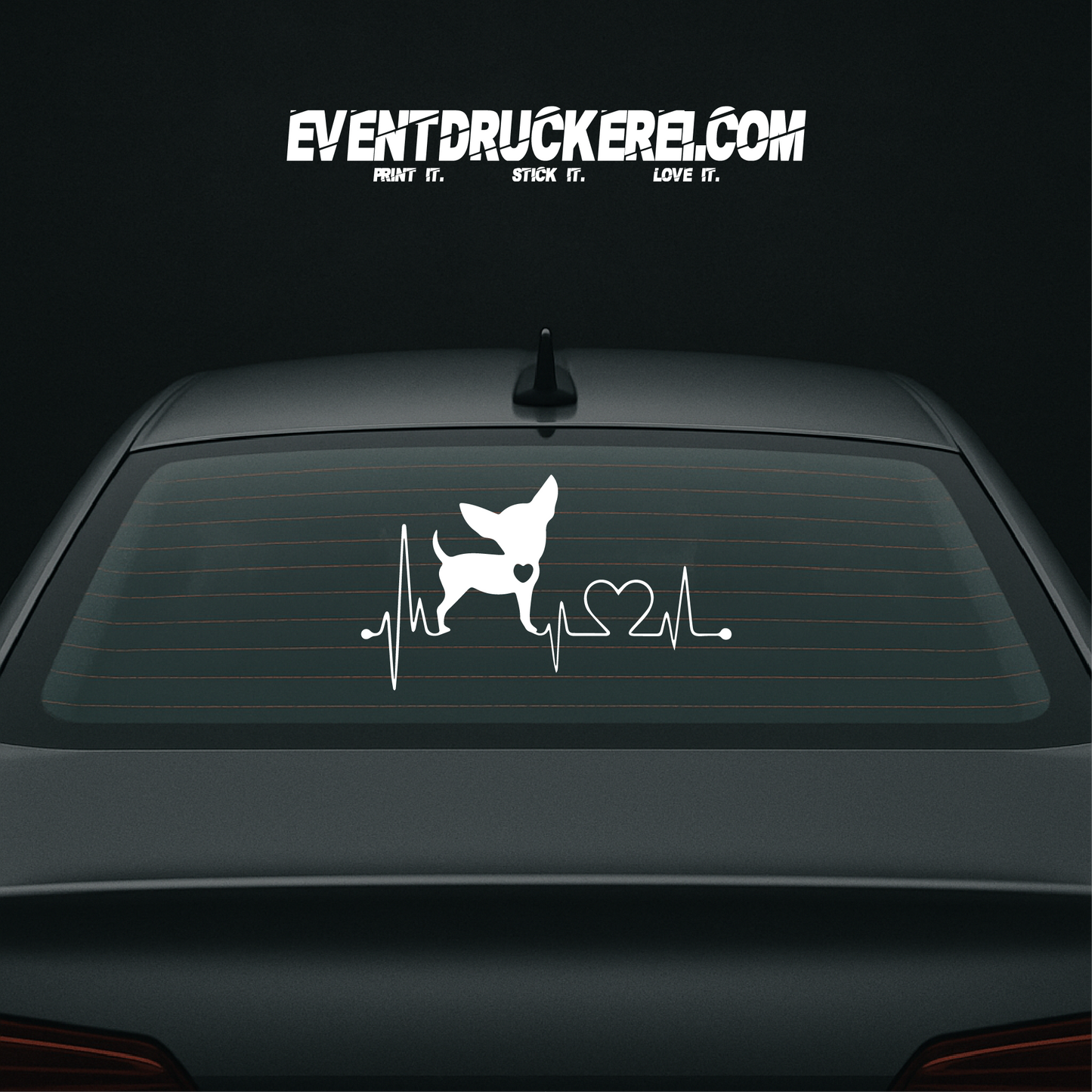 Vinyl Sticker Autoaufkleber Herzschlag Chihuahua