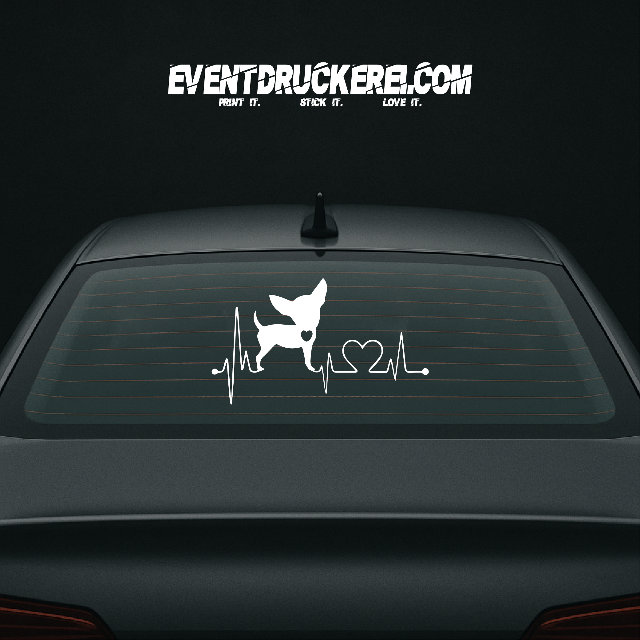 Vinyl Sticker Autoaufkleber Herzschlag Chihuahua