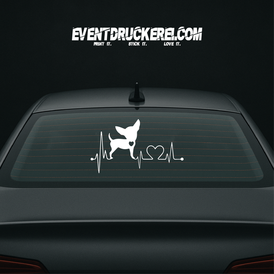 Vinyl Sticker Autoaufkleber Herzschlag Chihuahua