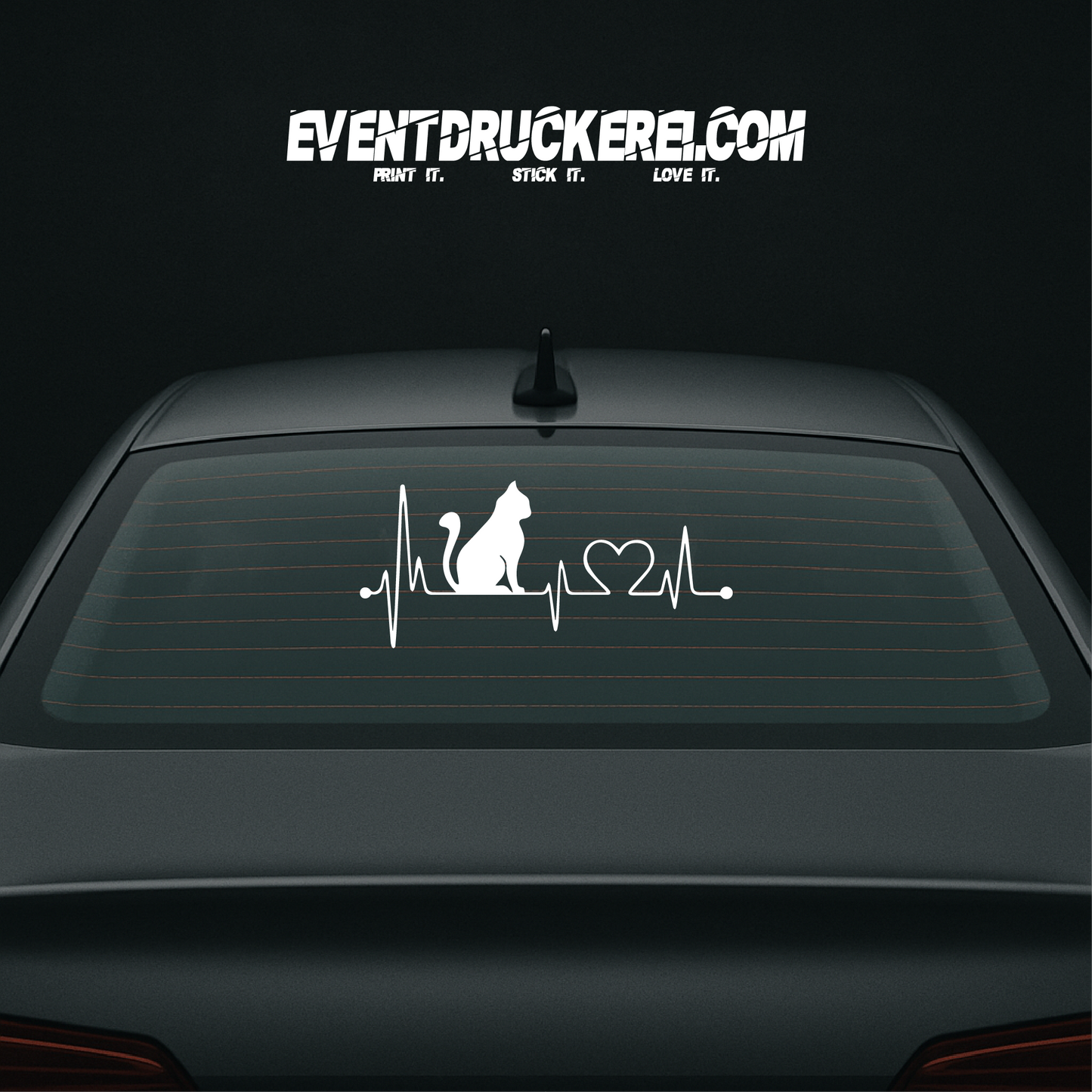 Vinyl Sticker Autoaufkleber Herzschlag Katze