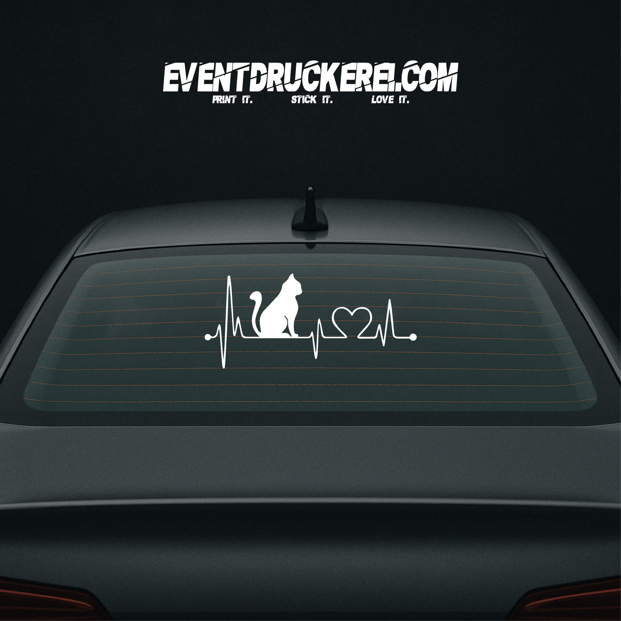 Vinyl Sticker Autoaufkleber Herzschlag Katze