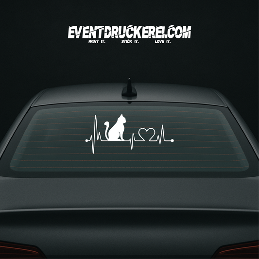 Vinyl Sticker Autoaufkleber Herzschlag Katze
