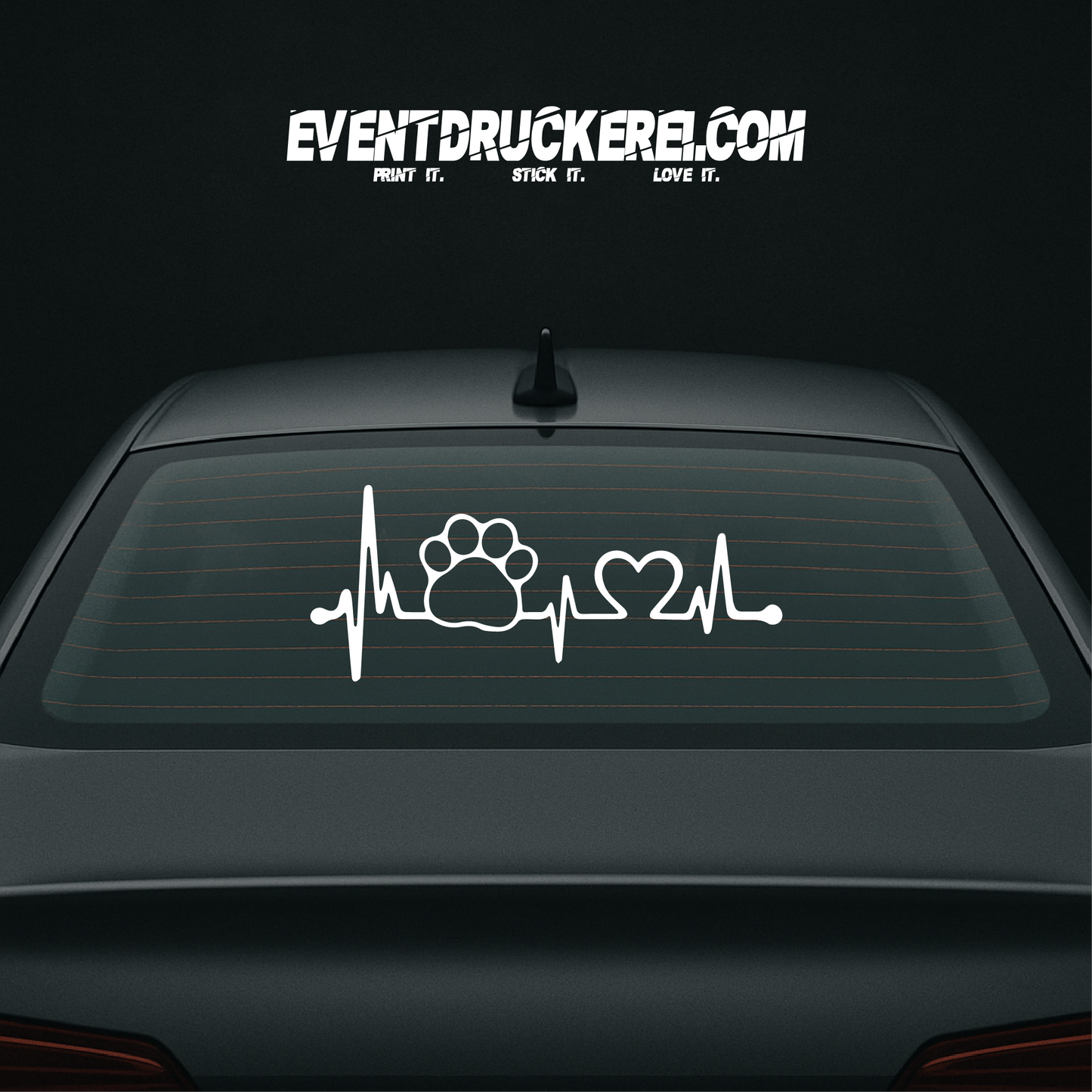Vinyl Sticker Autoaufkleber Herzschlag Pfote