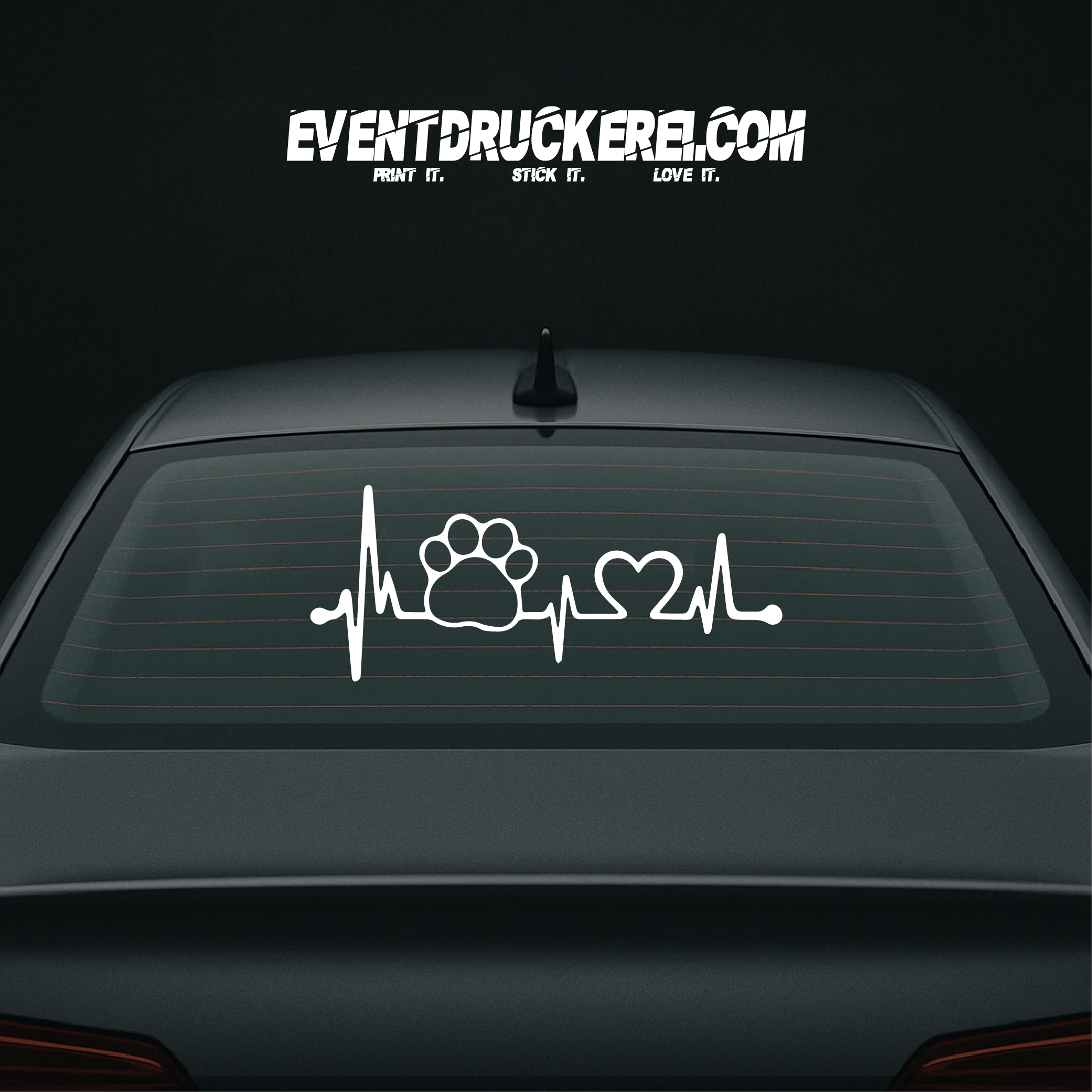 Vinyl Sticker Autoaufkleber Herzschlag Pfote