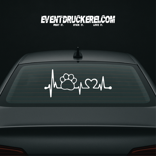 Vinyl Sticker Autoaufkleber Herzschlag Pfote
