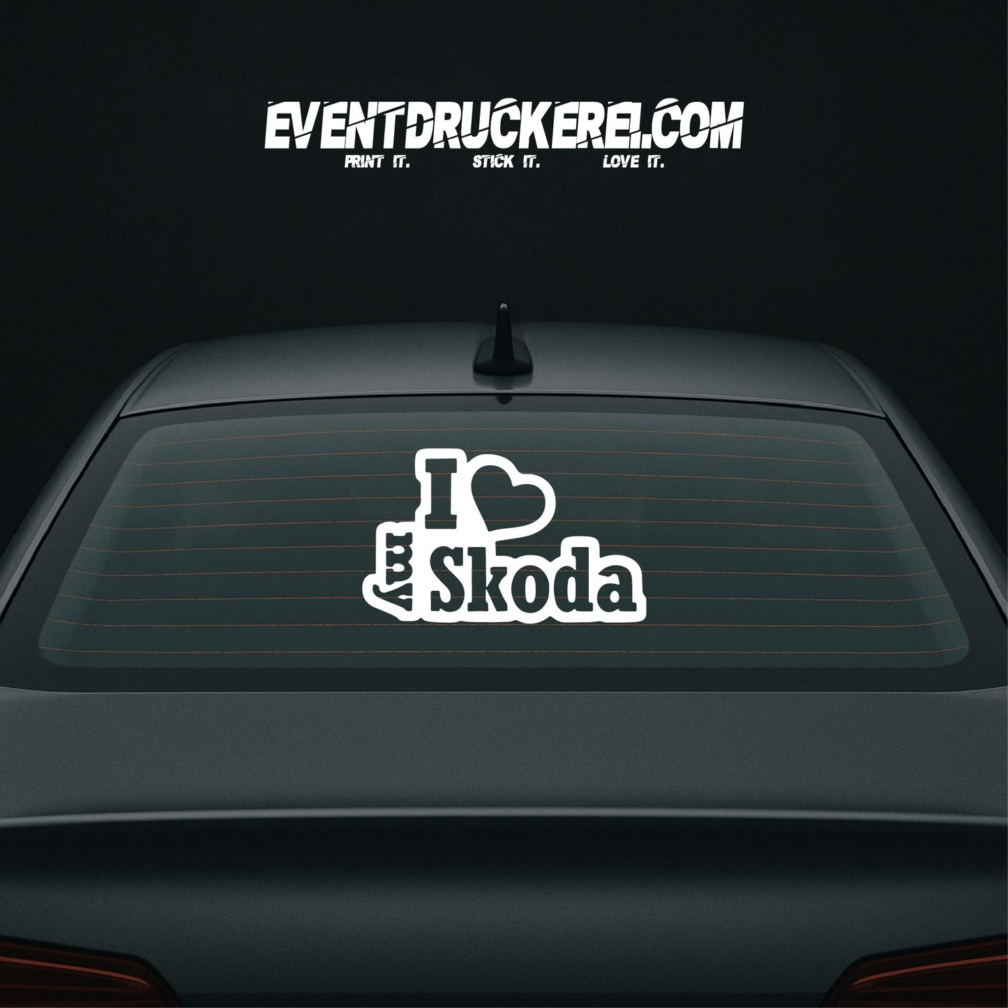 Vinyl Sticker Autoaufkleber I love my Skoda
