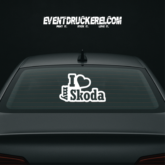 Vinyl Sticker Autoaufkleber I love my Skoda