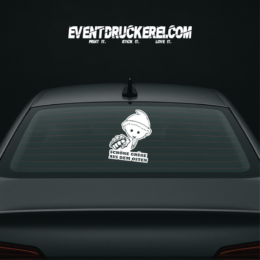 Vinyl Sticker Autoaufkleber Schöne Grüße aus dem Osten